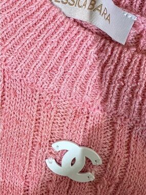 Sleeveless Pink Cable Knit Crewneck Sweater Vest